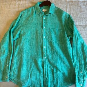 Club Monaco Men’s Large Slim Fit Linen Long Sleeve Shirt